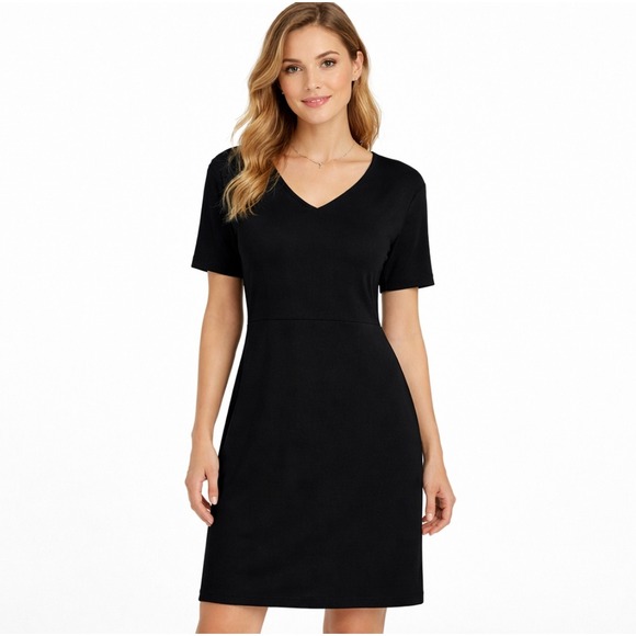 Morgan & Co. Dresses & Skirts - Vintage Morgan & Co Women Midi Shift Dress Sz 12 Black Minimalist Classic Modest